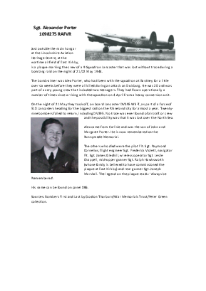 A preview of a PDF biography for Porter, Alexander